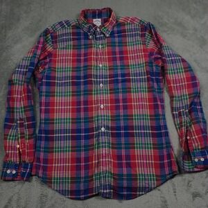 Brooks Brothers Shirt Mens‎ Medium Blue Plaid Button Up Slim Fit Long Sleeve